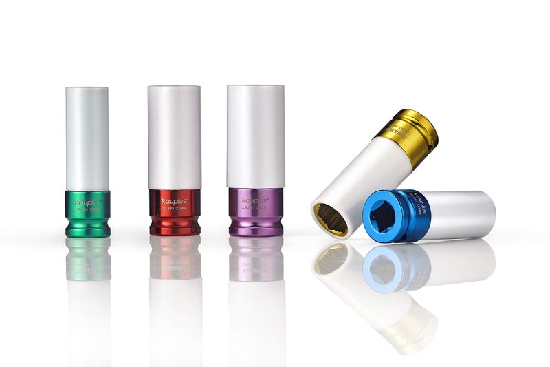 Kauplus 1/2-Inch Non Marring Wheel Protector Lug Nut Socket Set 5-Piece Anti-Slip Rounded Lug Bolt Socket â€“ Thin Walled Impact Wheel Lug Nut Socket -6 Point Metric 15MM -22MM - Image 4